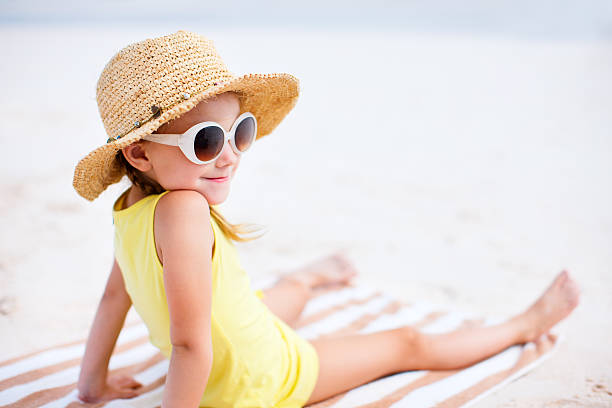 istock Adorable little girl at beach 470509623