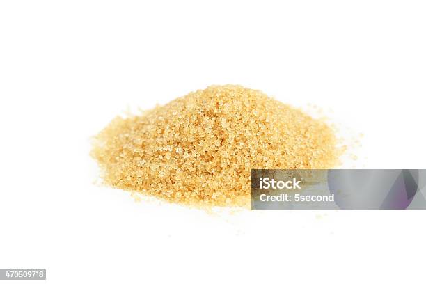 Brown Sugar Isolated On White Stock Photo - Download Image Now - 2015, Backgrounds, Brown