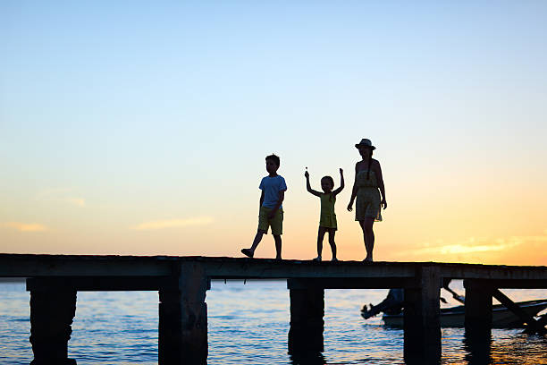 istock Family sunset silhouettes 470509947