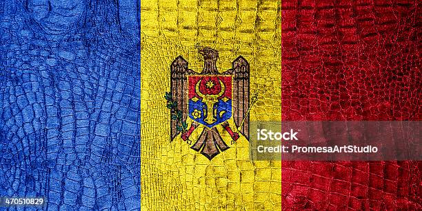 Moldova Flag Painted On Luxury Crocodile Texture Stock Photo - Download Image Now - Abstract, Animal Markings, Backgrounds
