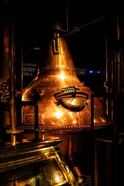 Dublin, Eire - November 18, 2013: Copper fermentation vats at an Irish Whiskey distillery