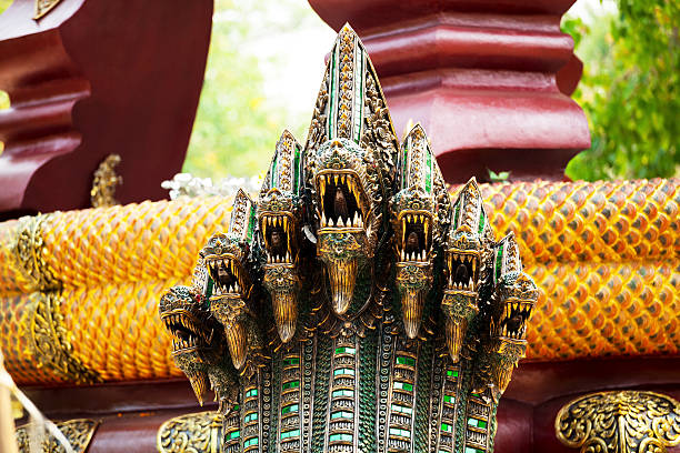 Nakhon snake and god with seven heads in temple Wat Pothisomphon, Issan of Thailand.