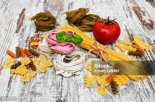 Different Types Of Pasta Stock Photo - Download Image Now - 2015, Basil, Cereal Plant