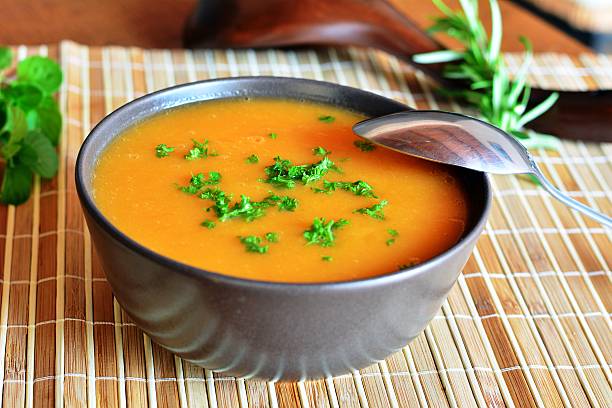 istock Creamy Butternut Squash Soup In Ceramic Bowl 470519428