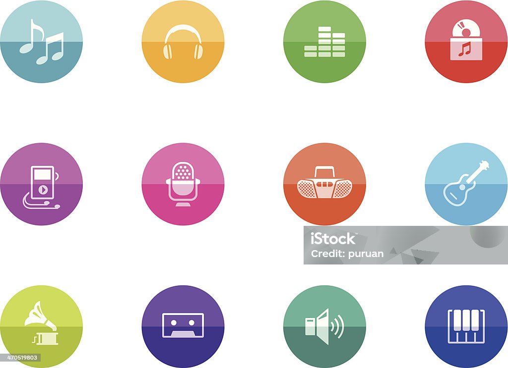 Plat icônes-cercle de musique - clipart vectoriel de Baladeur CD libre de droits