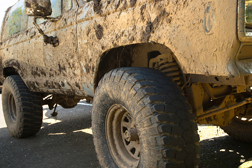 Vehicle covered with mud