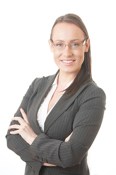 Business woman smiling and looking at camera