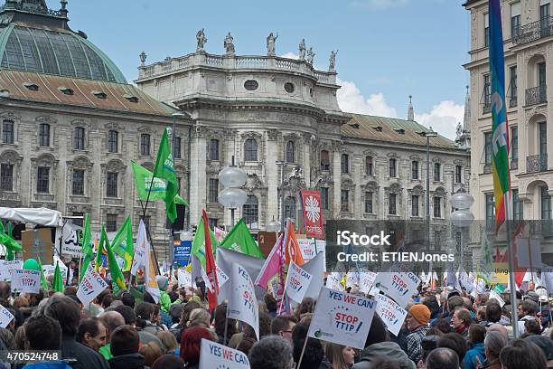 Anti Ttip Protest In Munich Germany Stock Photo - Download Image Now - 2015, Activist, Activity