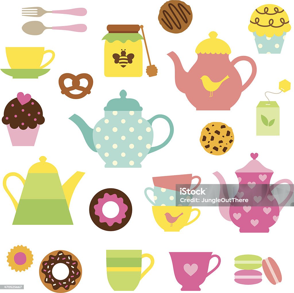 Tea Party Set Vector illustration of tea party set. Teapot stock vector
