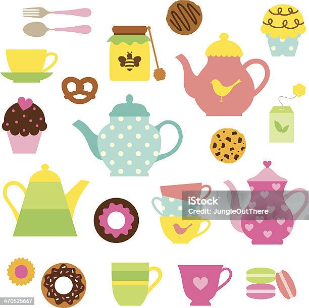 Tea Party Set Stock Illustration - Download Image Now - Teapot, Cookie, Tea Cup