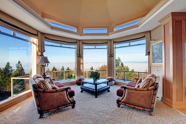 istock Amazing rich interior with stunning window view on mountains 470531599