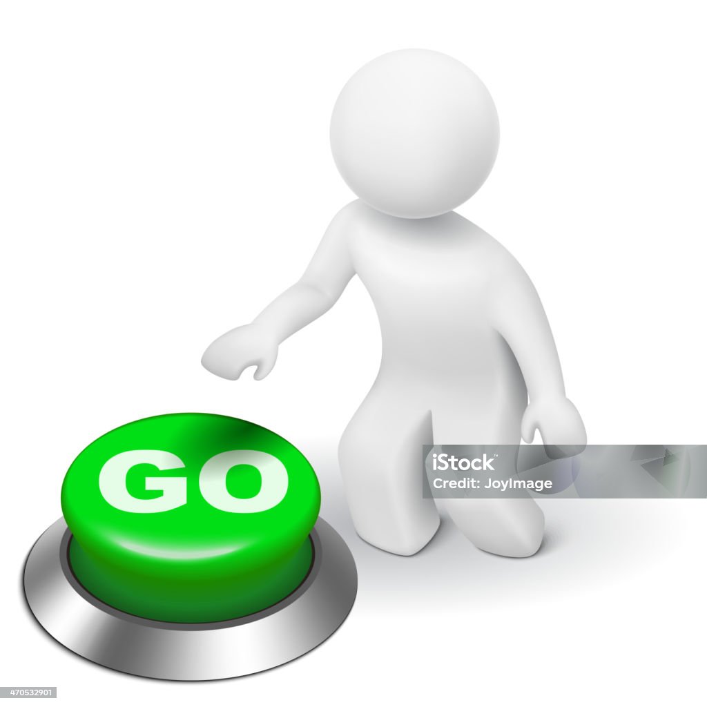 3d Go Button 3d Man Is Pushing The Go Button Stock Illustration - Download Image Now ...