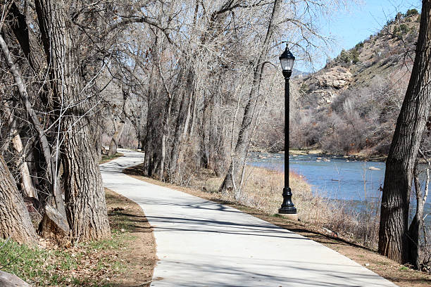 Curving Animas River Trail next to the Animas River