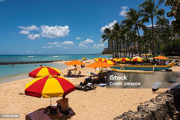 Waikiki Beach Oahu Hawaii Stock Photo - Download Image Now - 2015, Beach, Breaking Wave