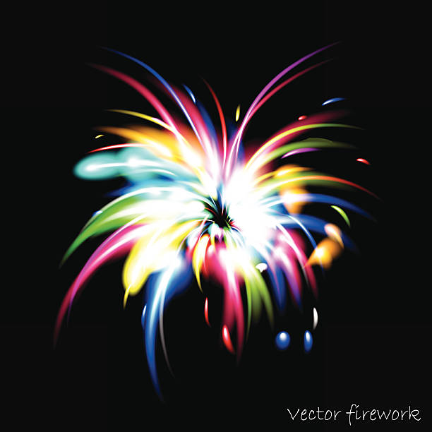 illustrazioni stock, clip art, cartoni animati e icone di tendenza di colorato vettoriale di fuoco d'artificio. - firework display pyrotechnics exploding star