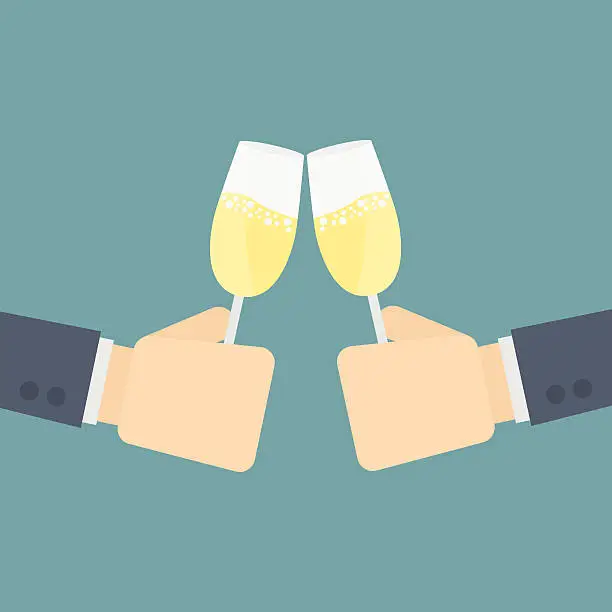 Vector illustration of businessman cheers champagne glass
