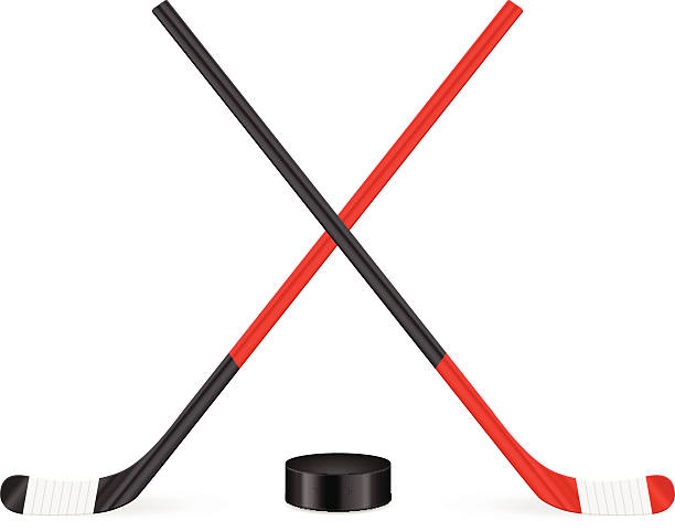 hockeyschläger und puck - hockeyschläger stock-grafiken, -clipart, -cartoons und -symbole