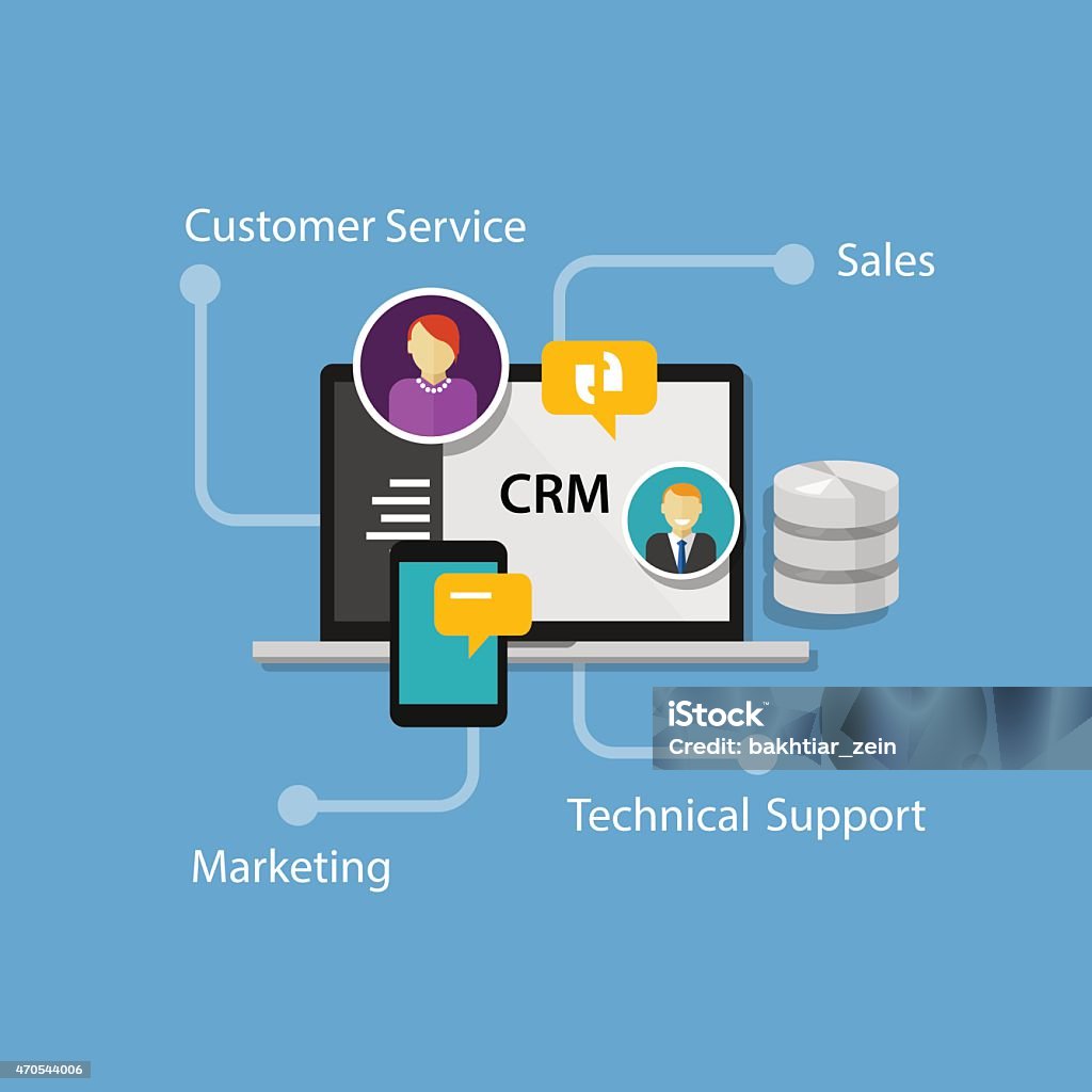 Gestion de la relation client crm - clipart vectoriel de Gestion de la relation client libre de droits