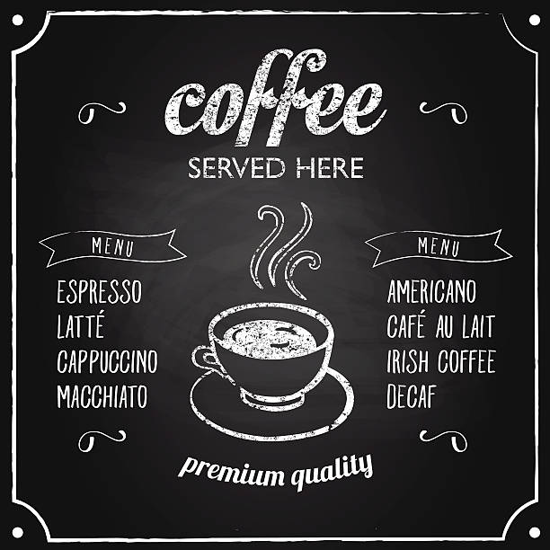 ilustrações de stock, clip art, desenhos animados e ícones de sinal de retro com café menu - blackboard chalk drawing chalk banner