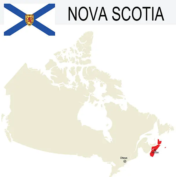 Vector illustration of Canada Province : Nova Scotia map and Flag