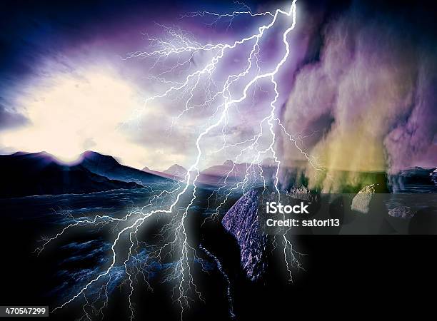 Anak Krakatau Erupting Stock Photo - Download Image Now - Tonga, Lightning, Volcano