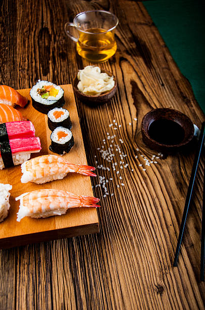 istock Oriental Japanese sushi set with seafood 470547639