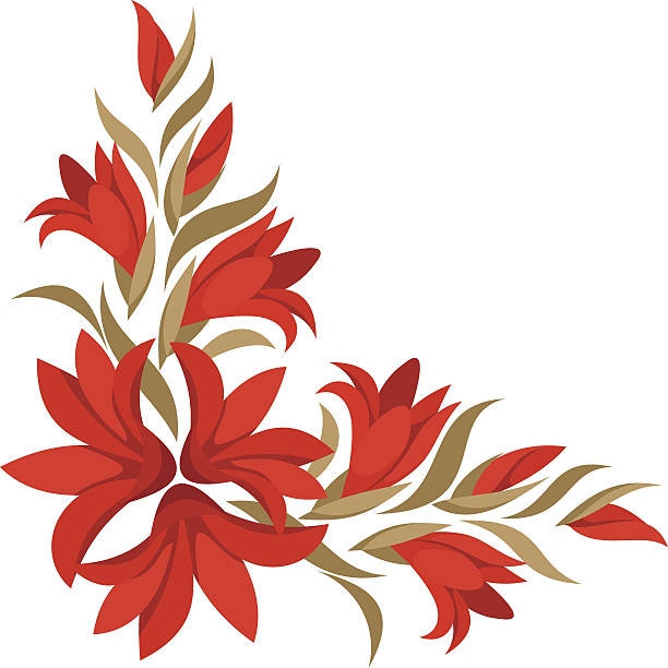 red gladiole blumen.  vektor-illustration. - gladiolus flower iris design stock-grafiken, -clipart, -cartoons und -symbole