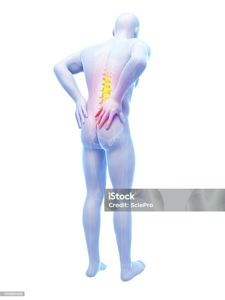 Острый человек, имеющих боли в спине - Стоковые фото Анатомия роялти-фри