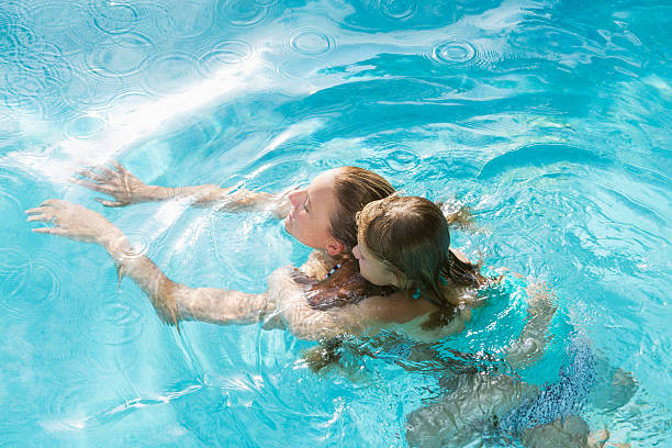 istock Mother and daughter in swimming pool 470556377