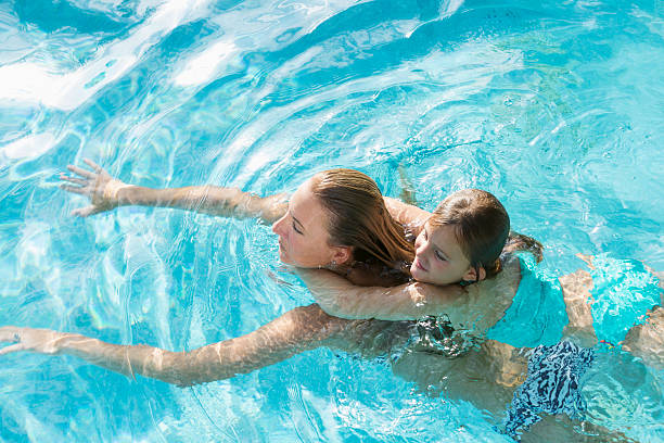 istock Mother and daughter in swimming pool 470556457