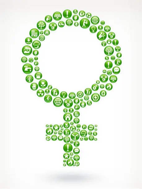 Vector illustration of woman Sign with Green Energy Buttons