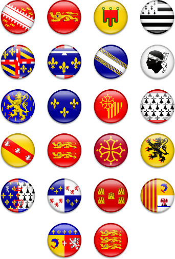 France Region Button Flag Collection- Complete