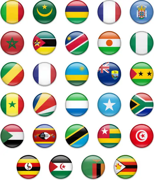 Vector illustration of Africa Button Flag Collection-Part 2