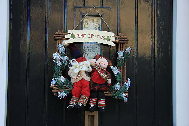 istock Merry Christmas decoration on front door 470557282