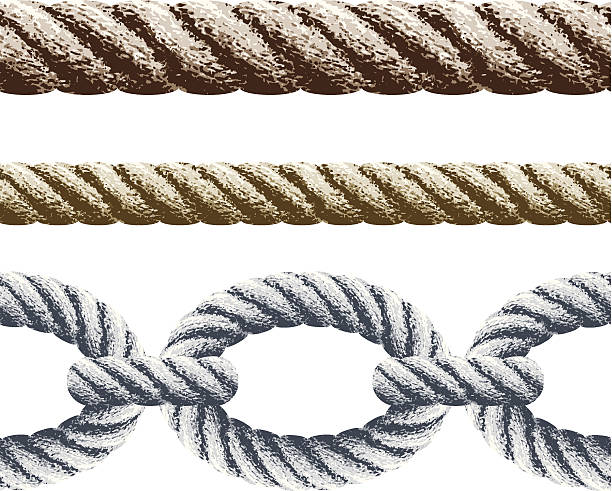 원활한 로프 배너 - tied knot rope three objects string stock illustrations