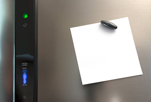 istock Blank white square note pinned to the fridge 470568790