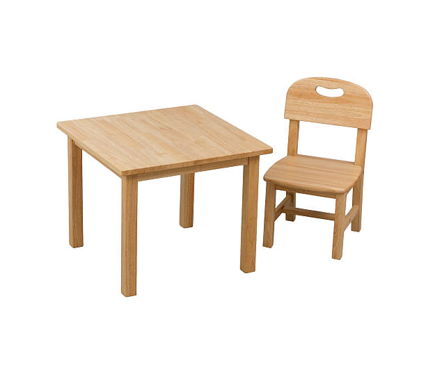istock wooden chair and desk for kid 470570896