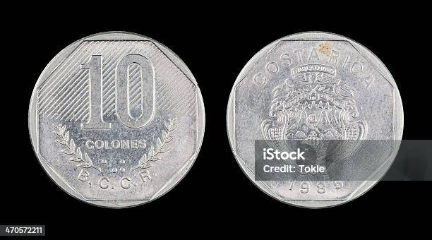 10 Colonmünze Costa Rica 1985 Stockfoto und mehr Bilder von Geldmünze - Geldmünze, Schwarzer Hintergrund, Zwei Gegenstände