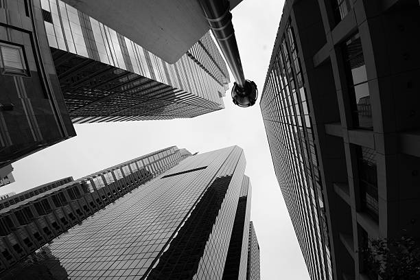 Downtown Philadelphia staring into the sky stock photo