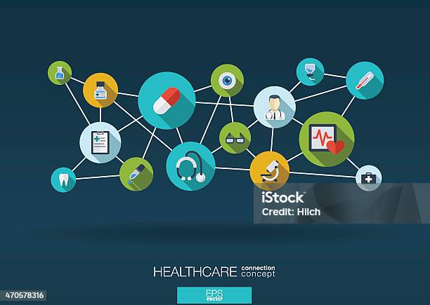 Abstract Infographic Medicine Vector Background Lines Circles Integrate Flat Icons Stock Illustration - Download Image Now