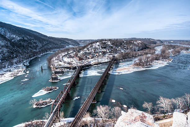 Harpers Ferry West Virginia in the winter stock photo