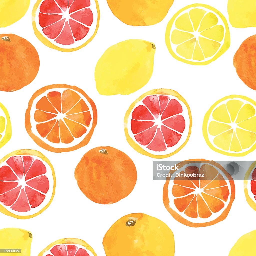 Seamless pattern with watercolor citrus: lemon, orange, grapefru Seamless pattern with vector watercolor citrus: lemon, orange, grapefruit Watercolor Painting stock vector