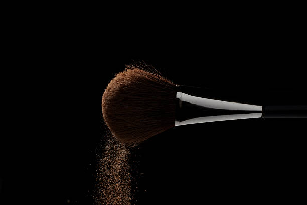 istock Horizontal Make Up Powder Brush on black background. 470584000
