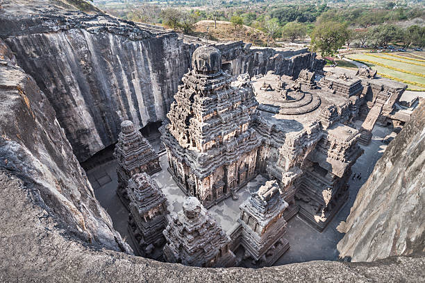 Kailas Temple, Ellora Kailas Temple in Ellora, Maharashtra state in India ajanta caves photos stock pictures, royalty-free photos & images