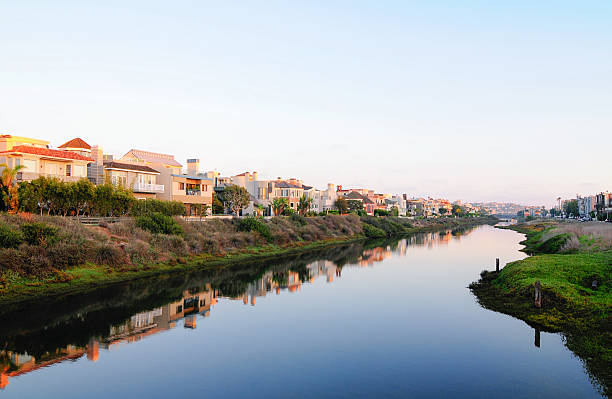 Marina del Rey, Grand Canal and Silverstrand. stock photo