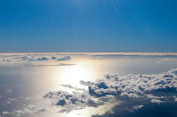 Thunderstorm above the Pacific Ocean. stock photo