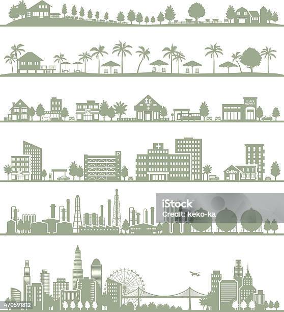 Various City Stock Illustration - Download Image Now - Beach, Factory, Industrial District