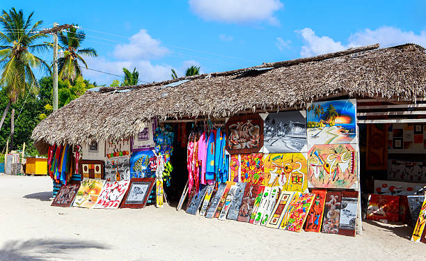 Saona, Dominican Republic - November 17, 2014: Colorful caribbean paintings on Saona island, Dominican Republic