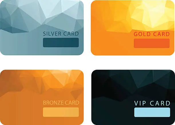 Vector illustration of Gold, silver, bronze, VIP premium member cards