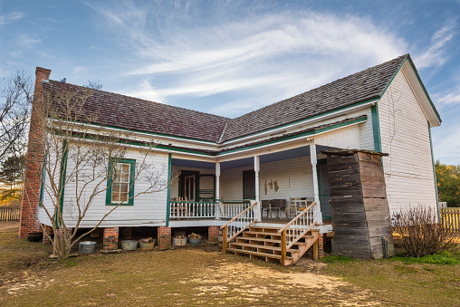 Dothan, Alabama, USA - January 17, 2015 : Old farmhouse in the historic landmark park near Dothan, Alabama.